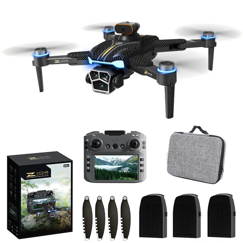 Z104 GPS-Drohne mit 4,5-Zoll-Bildschirm-Fernsteuerung, HD-Luftaufnahmen, bürstenloser Quadcopter, mit 3 Batterien