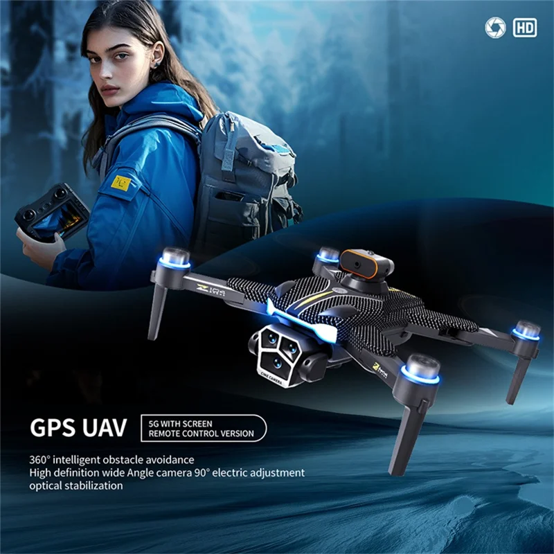 Z104 GPS-Drohne mit 4,5-Zoll-Bildschirm-Fernsteuerung, HD-Luftaufnahmen, bürstenloser Quadcopter, mit 3 Batterien