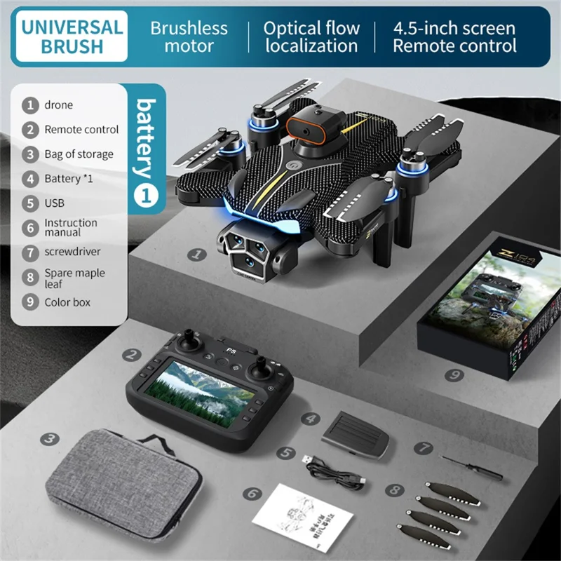 Стандартная версия Z104 Brushless Drone с 4,3-дюймовым экраном пульта дистанционного управления, оптическое позиционирование, летательный аппарат, 1 батарея