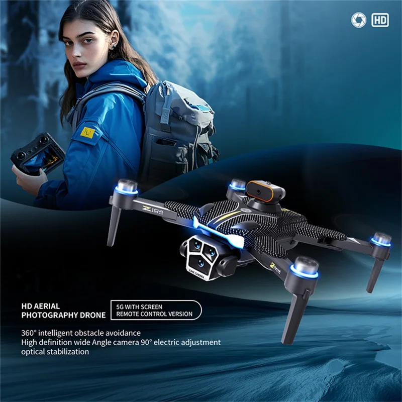 Z104 Standard Version Brushless Drone med 4,3 tommer skærm fjernbetjening Optical Flow Positioning Aircraft, med 2 batterier