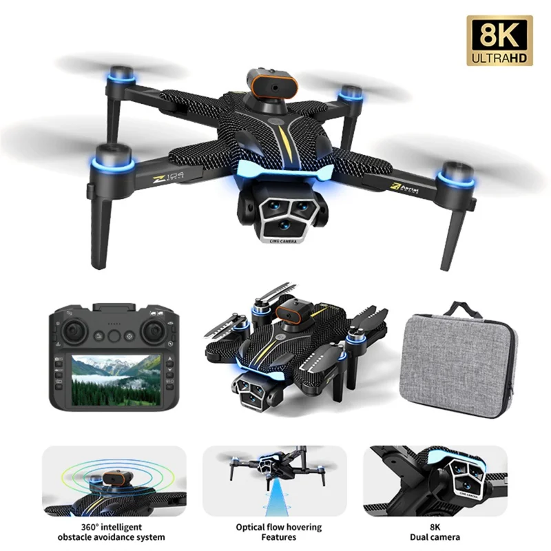 Drone Brushless Versão Padrão Z104 com Controle Remoto de Tela de 4,3 Polegadas, Posicionamento de Fluxo Óptico, Aeronave com 3 Baterias