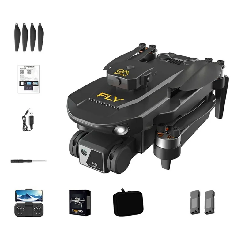 Z102 EIS Gimbal Foldable RC Quadcopter Dual Camera Optical Flow Positioning Brushless Drone, with 2 Batteries - Black