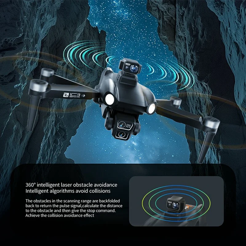 Z103 Laser Obstacle Avoidance GPS Drone Dual Camera Aerial Photography Aircraft with 4.5 Inch Screen Controller, with 2 Batteries
