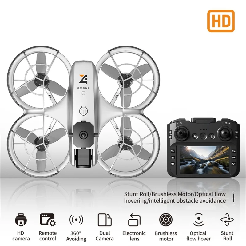 Z4 HD FPV Drone Brushless Optical Flow RC Quadcopter with 4.3 Inch Screen Remote Control, with 1 Battery