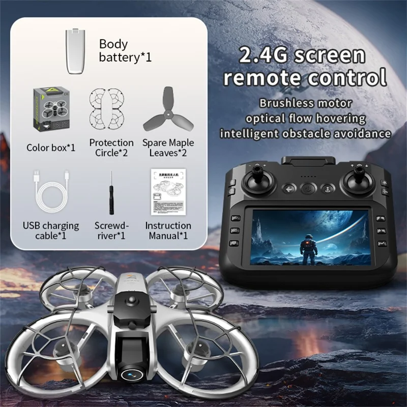 Z4 HD FPV Drone Brushless Optical Flow RC Quadcopter with 4.3 Inch Screen Remote Control, with 1 Battery