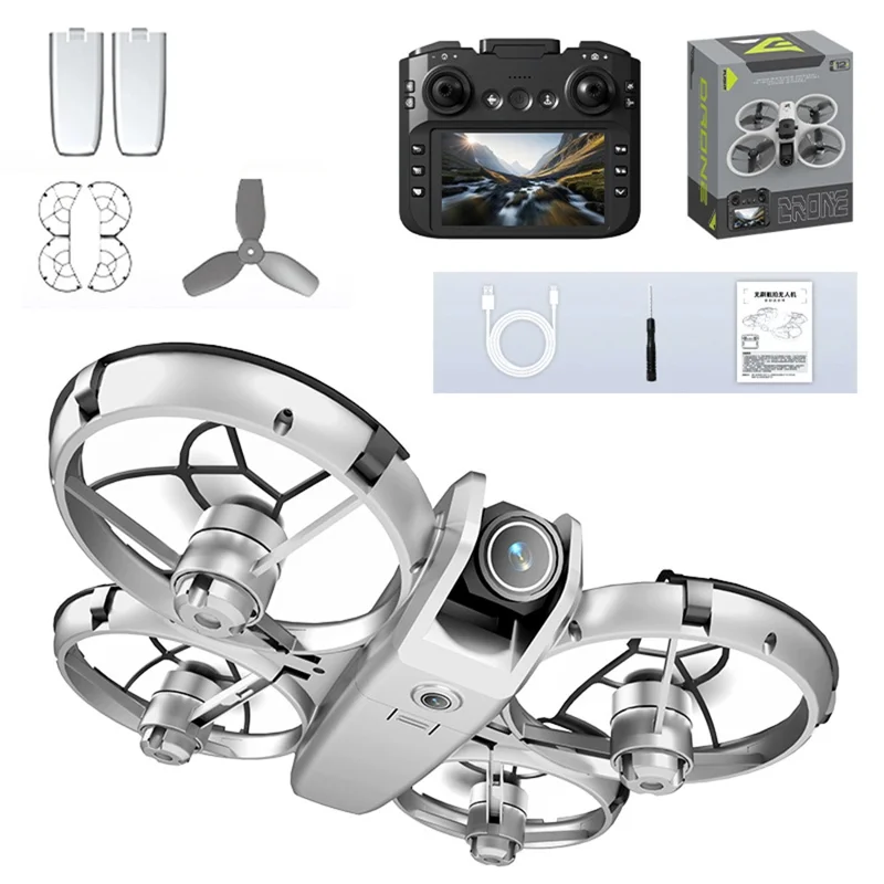 Z4 HD FPV Drone Brushless Optical Flow RC Quadcopter with 4.3 Inch Screen Remote Control, with 2 Batteries