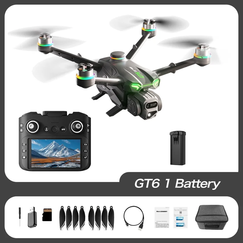 GT6 MAX Drone GPS a Doppia Fotocamera con Evitamento Ostacoli, Aereo RC Brushless con Schermo Remoto da 5,64 Pollici, con 1 Batteria