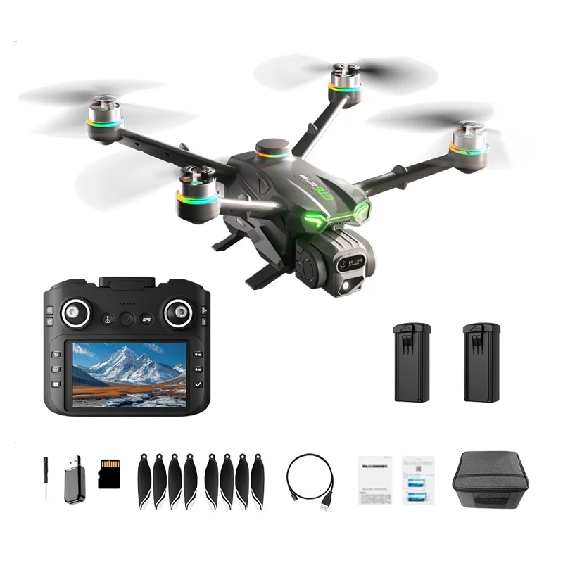 GT6 MAX Drone a Doppia Fotocamera GPS con Evitamento Ostacoli, Motore Brushless, Aeromobile RC con Schermo Remoto da 5,64 Pollici, con 2 Batterie