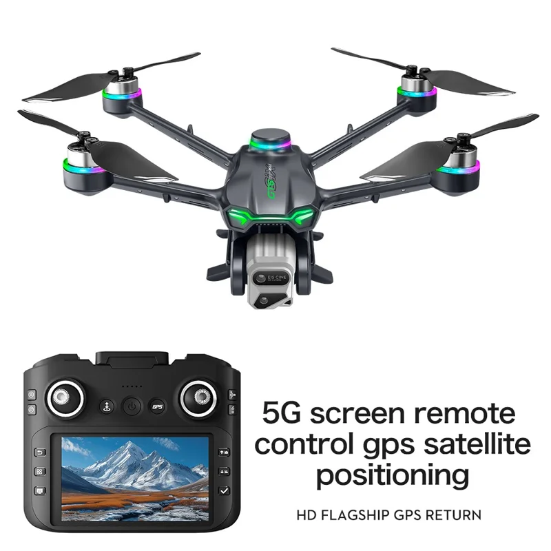 GT6 MAX Drone a Doppia Fotocamera GPS con Evitamento Ostacoli, Motore Brushless, Aeromobile RC con Schermo Remoto da 5,64 Pollici, con 2 Batterie