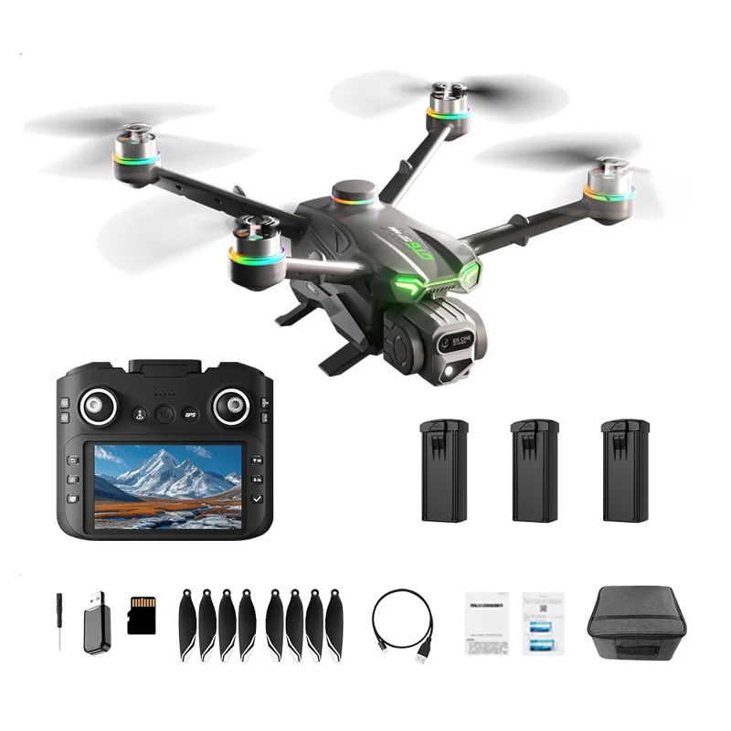 GT6 MAX Drone GPS a Doppia Fotocamera con Evitamento Ostacoli, Aereo RC Brushless con Schermo Remoto da 5,64 Pollici, con 3 Batterie