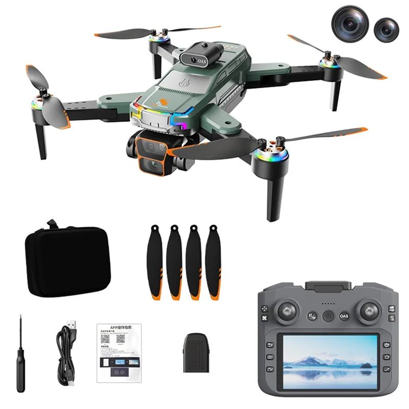 Drone Plegable con Posicionamiento de Flujo Óptico Brushless Z2, con Pantalla Remota de 4.3 Pulgadas y 1 Batería - Cian