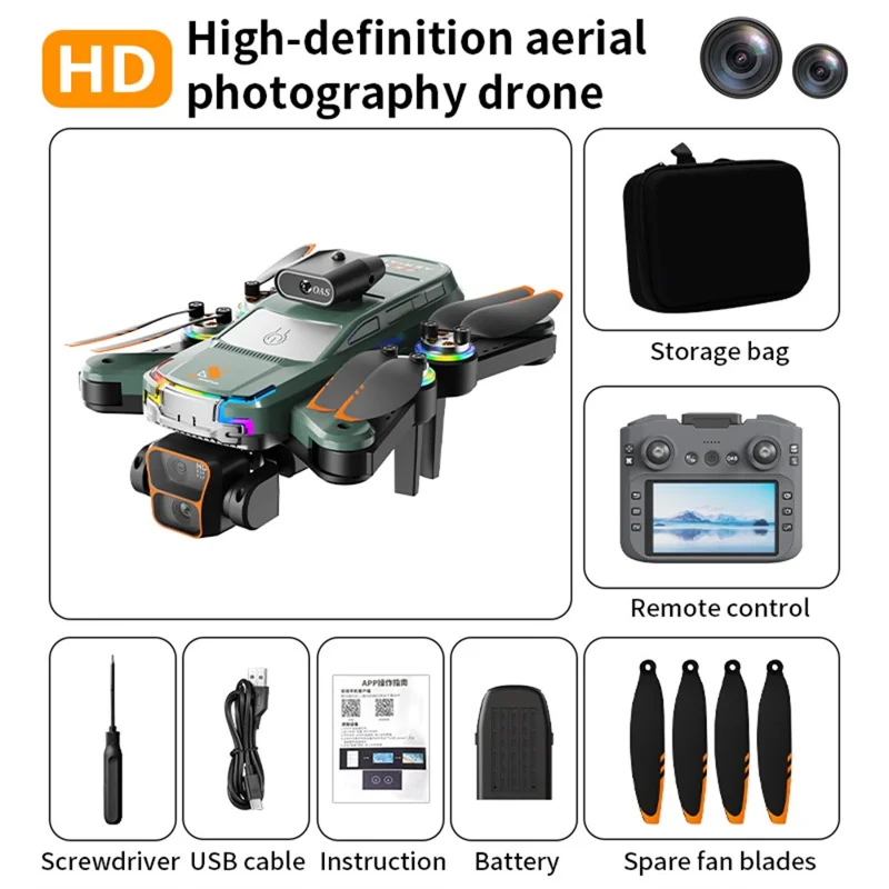 Drone Plegable con Posicionamiento de Flujo Óptico Brushless Z2, con Pantalla Remota de 4.3 Pulgadas y 1 Batería - Cian