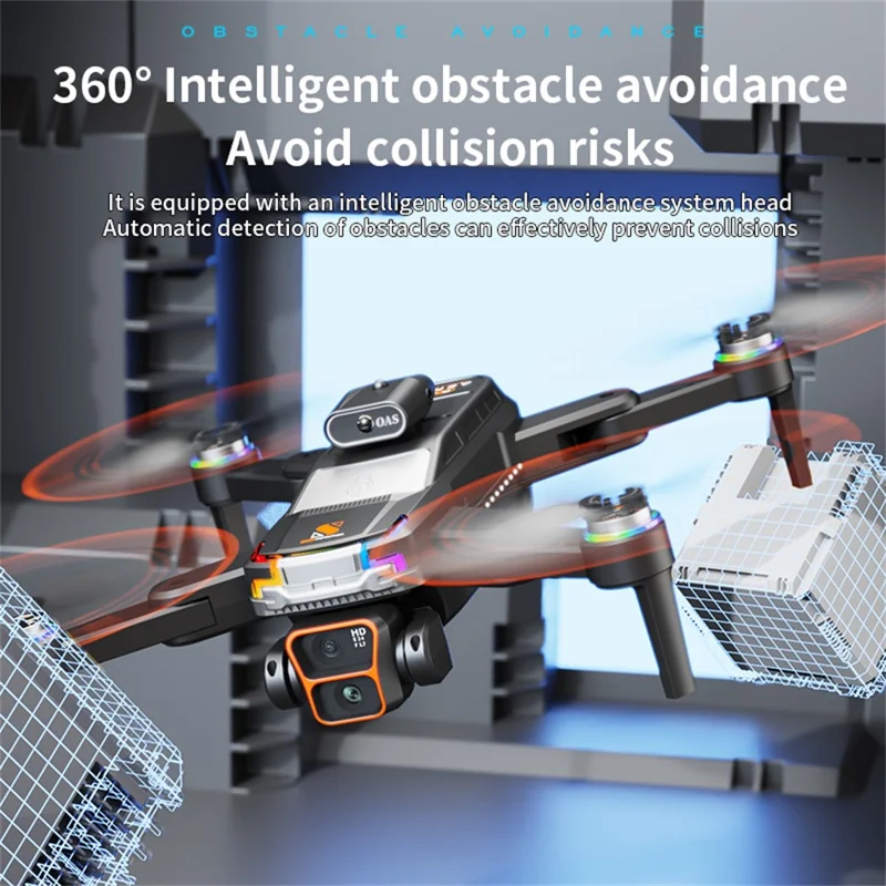 Drone Brushless Z2 com Posicionamento por Fluxo Óptico, Dobrável, com Tela Remota de 4,3 Polegadas e 3 Baterias - Preto