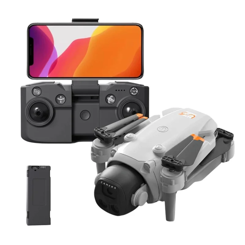 LU36 Dual Camera Remote Control Drone with LED Light Optical Flow Positioning Foldable Quadcopter, with 1 Battery - Grey