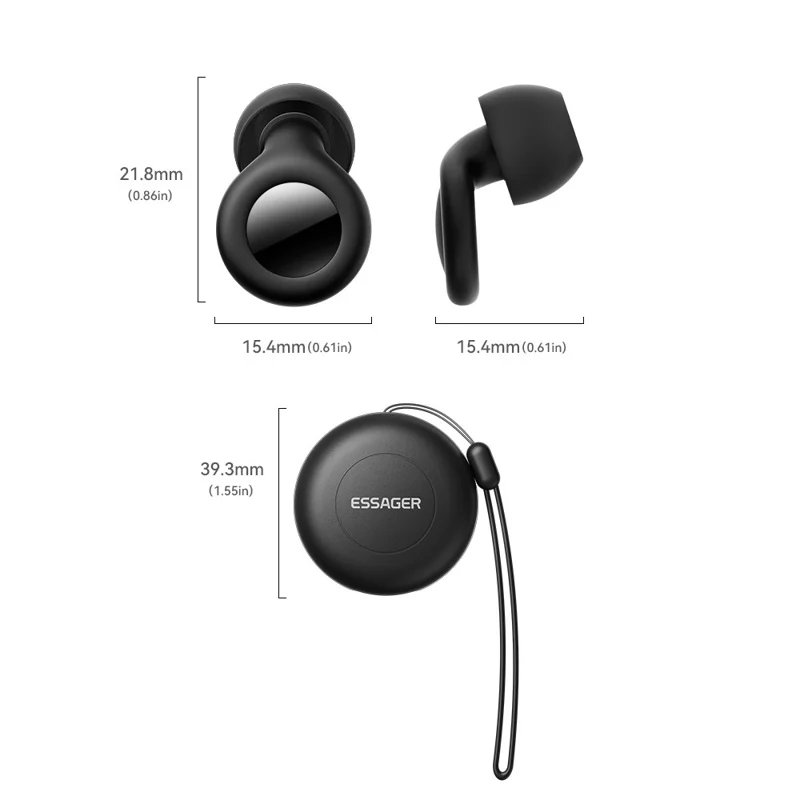 ESSAGER Noise Cancelling Sleeping Earplugs Noise Insulation Silicone Ear Protectors with Storage Case - Black