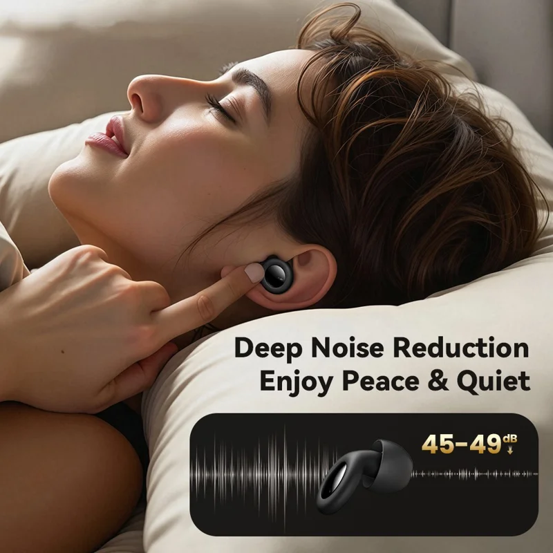 ESSAGER Noise Cancelling Sleeping Earplugs Noise Insulation Silicone Ear Protectors with Storage Case - Black