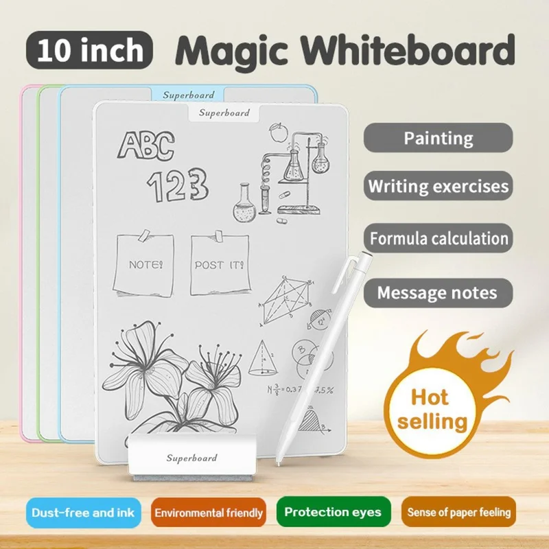 10 Inch ABS Plastic Magnetic Writing Tablet Nano Microcapsule Drawing Board with Eraser and Pen - Green