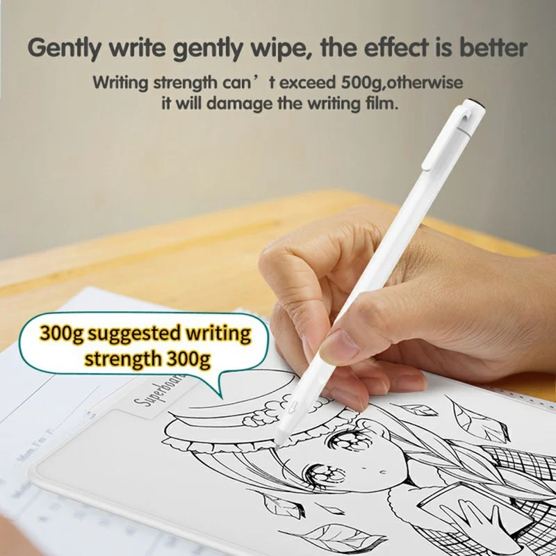 15 Inch ABS Plastic Magnetic Writing Tablet Nano Microcapsule Drawing Board with Eraser and Pen - White