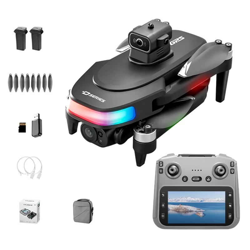 D19 كاميرا واسعة الزاوية 1080P طائرة مصغرة بدون طيار قابلة للطي مع شاشة عن بعد 4.5 بوصة، مع بطاريتين