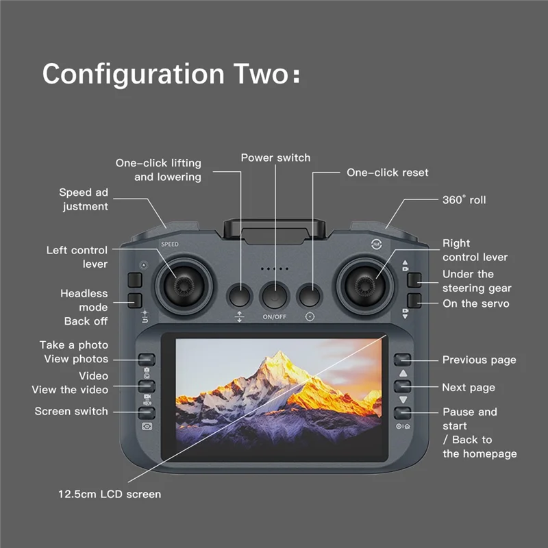 YL05 HD Aerial Photography Quadcopter with 4.3 Inch Screen Controller Optical Flow Positioning Brushless RC Drone with LED Light, with 2 Batteries - Black