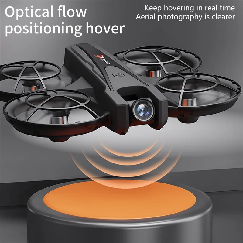 YL05 HD Aerial Photography Quadcopter with 4.3 Inch Screen Controller Optical Flow Positioning Brushless RC Drone with LED Light, with 2 Batteries - Black