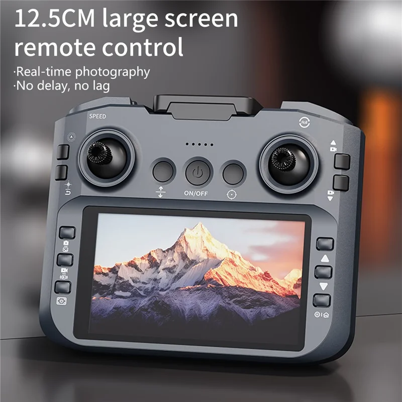 YL05 HD luftfoto kvadrokopter med 4,3 tommer skærmcontroller optisk flow-positionering børsteløs RC-drone med LED-lys, med 3 batterier - Sort