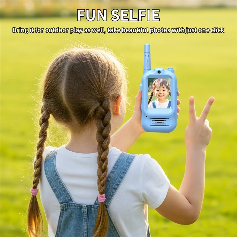 S88 2 Peças Walkie-Talkies de Vídeo para Crianças com Alcance de 300 m, Ecrã HD 2,0, Intercomunicador Sem Fios Recarregável para Rapazes e Raparigas