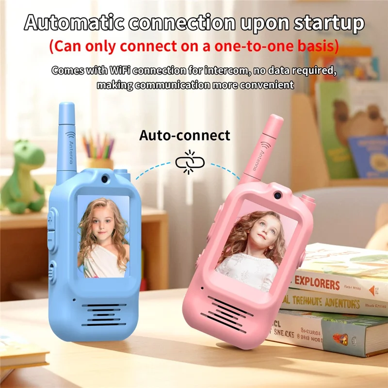 S88 2 Peças Walkie-Talkies de Vídeo para Crianças com Alcance de 300 m, Ecrã HD 2,0, Intercomunicador Sem Fios Recarregável para Rapazes e Raparigas
