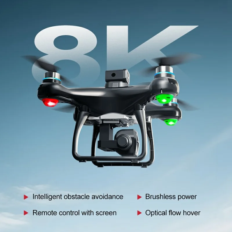 Z3 Brushless Quadcopter Dual Camera HD FPV RC Drone with 4.3 Inch Large Screen Remote Control, with 1 Battery - Black