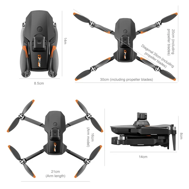 RG708MAX طائرة مسيرة بدون طيار بمحركات فرش ببطارية واحدة وشاشة تحكم 4.5 بوصة مع تثبيت بصري ثنائي المحور ونظام تحديد المواقع GPS بدون مستشعر تجنب العوائق