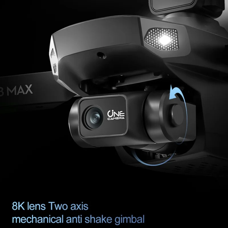 RG708MAX طيارة بدون طيار رباعية المراوح بمحركات بدون فرشات مع بطاريتين وشاشة تحكم مقاس 4.5 بوصة، مع مثبت ثنائي المحور ونظام تحديد المواقع GPS دون مستشعر تجنب العوائق