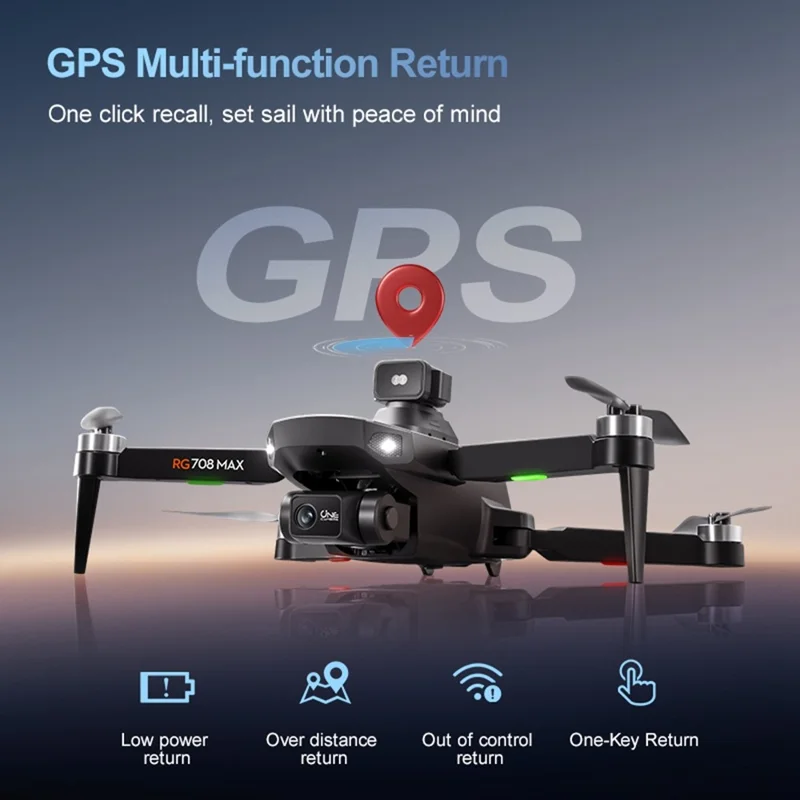 RG708MAX Single Battery 4.5 inch Screen-Controlled Dual-Axis Gimbal GPS-Positioning Brushless Quadcopter Drone with Obstacle Avoidance Sensor
