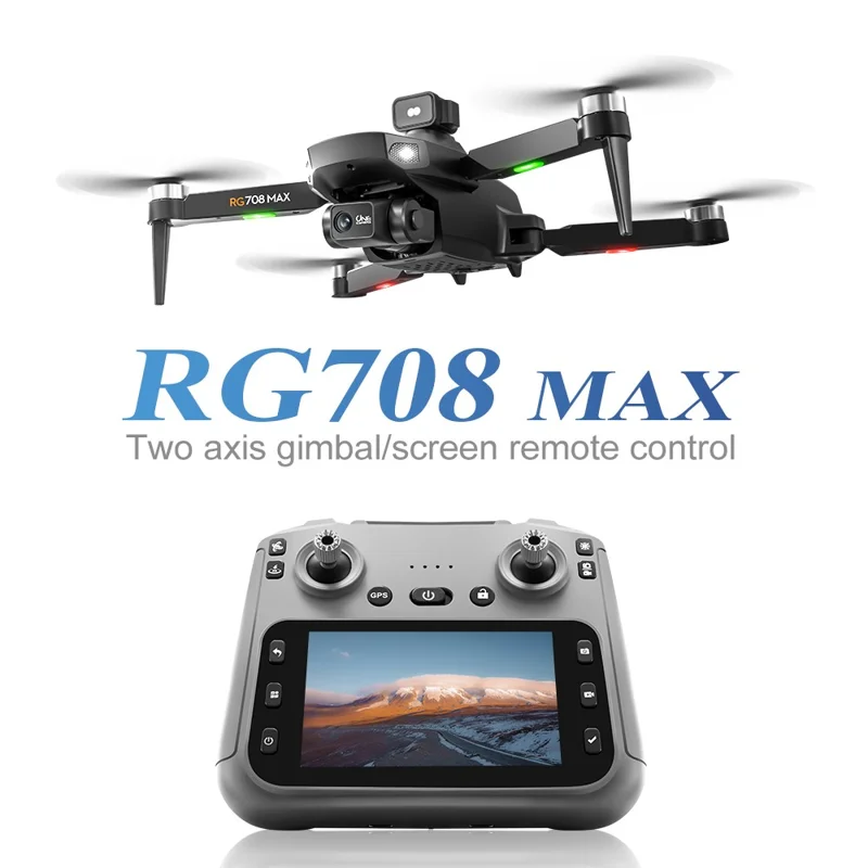 RG708MAX Double Battery 4.5 inch Screen-Controlled Dual-Axis Gimbal GPS-Positioning Brushless Quadcopter Drone with Obstacle Avoidance Sensor