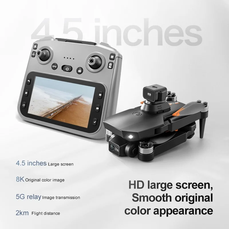 RG708MAX Double Battery 4.5 inch Screen-Controlled Dual-Axis Gimbal GPS-Positioning Brushless Quadcopter Drone with Obstacle Avoidance Sensor