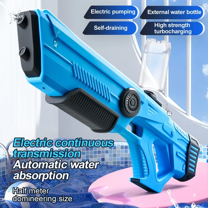 Y1 Self-Priming Electric Water Gun Rechargeable 8-10m Range Gun Gift - Blue