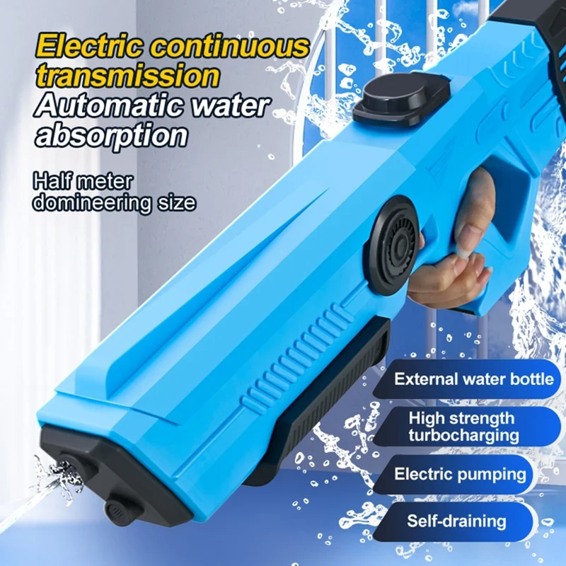 Y1 Self-Priming Electric Water Gun Rechargeable 8-10m Range Gun Gift - Blue