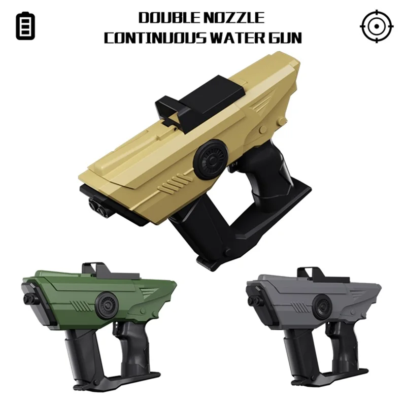 Y2 Rechargeable Electric Water Gun 10m Range Dual Nozzle Continuous Spray Water Gun Gift - Desert Yellow