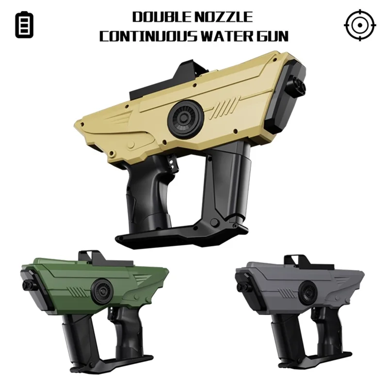 Y2 Rechargeable Electric Water Gun 10m Range Dual Nozzle Continuous Spray Water Gun Gift - Desert Yellow