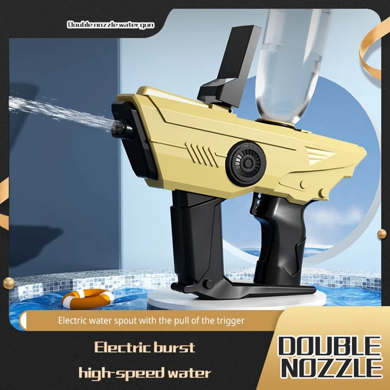 Y2 Rechargeable Electric Water Gun 10m Range Dual Nozzle Continuous Spray Water Gun Gift - Desert Yellow