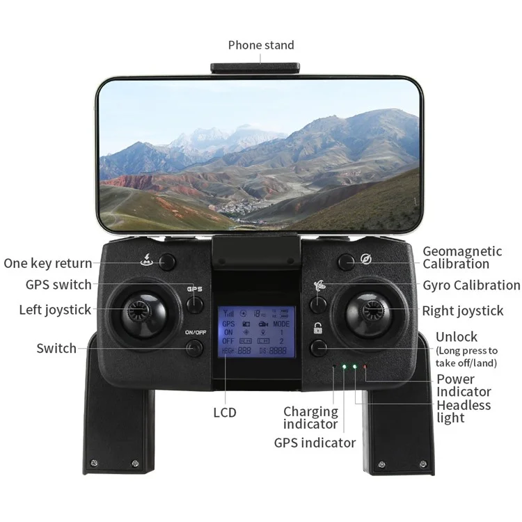LYZ L800 Pro2 Quadricóptero plegable con GPS, evasión de obstáculos de 360 grados, sin escobillas y cámara 4K con estabilizador de 3 ejes (1 batería) 