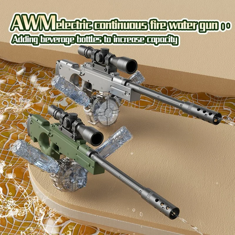 Y3AWM Electric Water Gun Auto Continuous Spray Long Range 8-10m for Ages 6+ Outdoor Play Toy - Grey