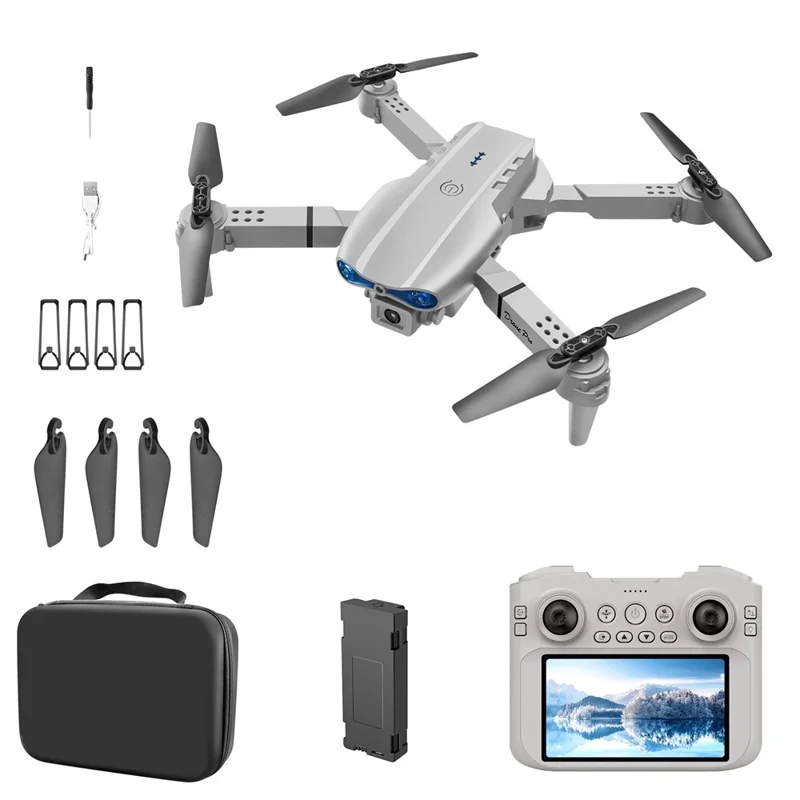 E99 4.3 inch Screen Control HD Drone Single Battery Flow Positioning Folding Quadcopter with 50X Zoom Automatic Capture - Grey