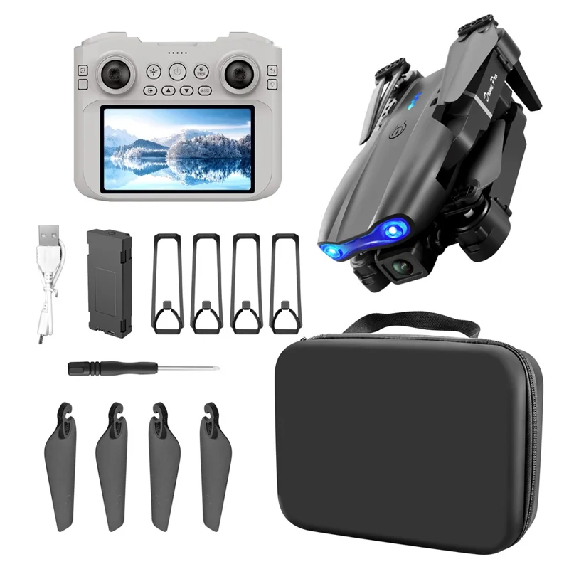 E99 4.3 inch Screen Control HD Drone Single Battery Flow Positioning Folding Quadcopter with 50X Zoom Automatic Capture - Grey