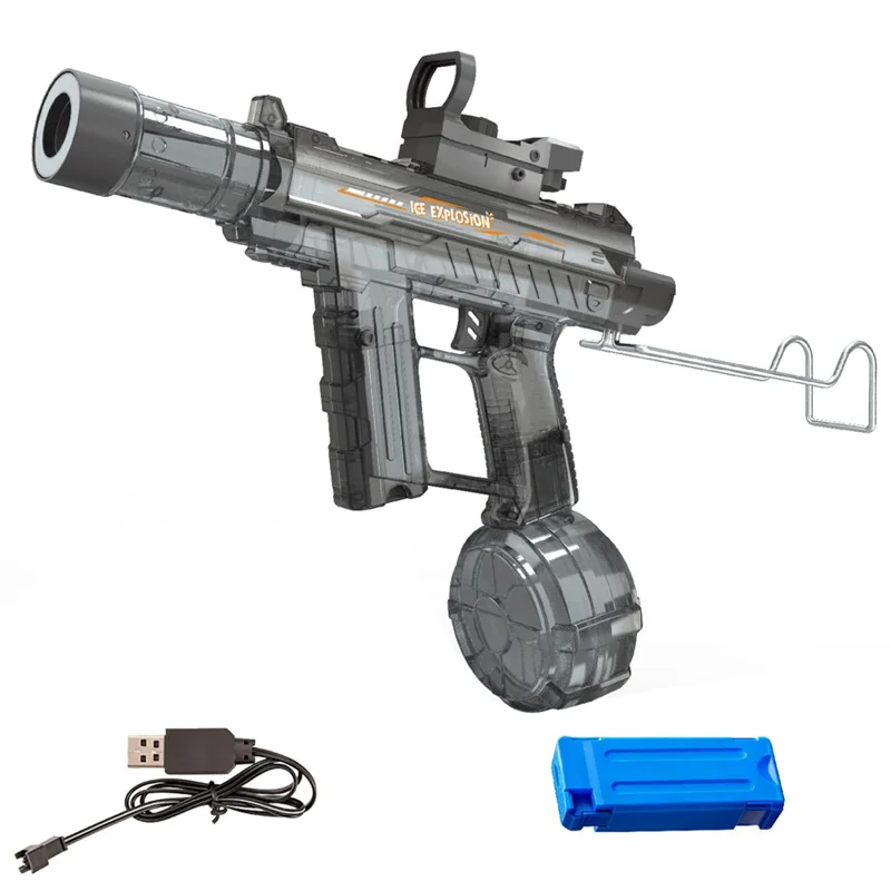 Y13 Jeu d'été interactif, pistolet à eau électrique à pulvérisation continue avec lumière LED, jouet pour enfants - Gris transparent