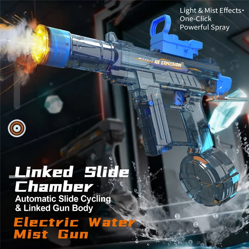 Y13 Jeu d'été interactif, pistolet à eau électrique à pulvérisation continue avec lumière LED, jouet pour enfants - Gris transparent