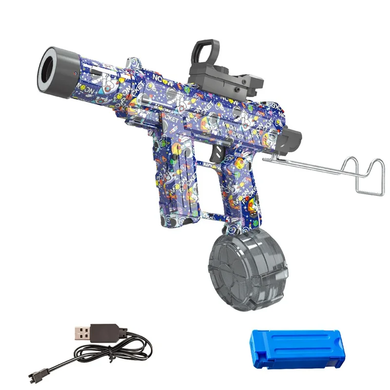 Pistolet à eau électrique Y13-A, vaporisateur avec lumière LED, portée de 10 m, jouet pour extérieur, idée cadeau pour enfants - Bleu cosmique
