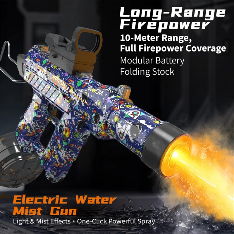 Pistolet à eau électrique Y13-A, vaporisateur avec lumière LED, portée de 10 m, jouet pour extérieur, idée cadeau pour enfants - Bleu cosmique