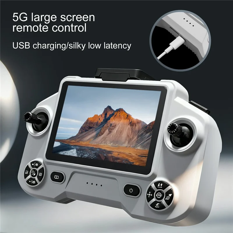 YL059 GPS-Drohne mit 4,3-Zoll-Bildschirm-Fernbedienung, 5G FPV HD-Kamera, Ein-Tasten-Airdrop, faltbarer Quadcopter, mit 1 Akku – Hellgrau