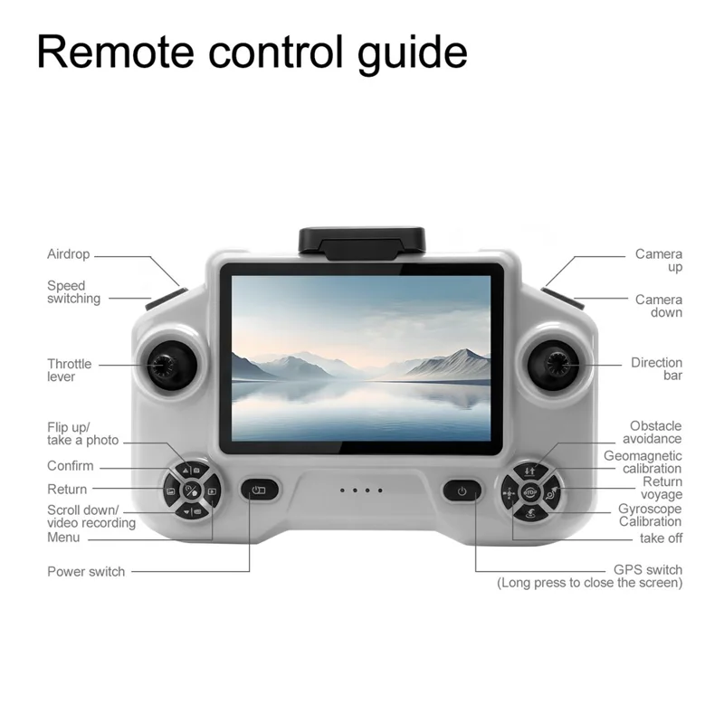 YL059 GPS-Drohne mit 4,3-Zoll-Bildschirm-Fernbedienung, 5G FPV HD-Kamera, Ein-Tasten-Airdrop, faltbarer Quadcopter, mit 1 Akku – Hellgrau