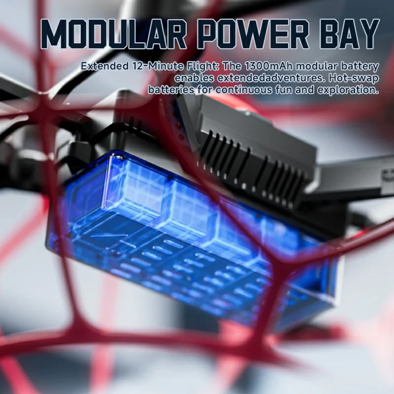 4DRC 4D-V51 Football Shape RC Drone with Colorful LED Lights / 2 Batteries, Brushless Motor Training Aircraft - Blue